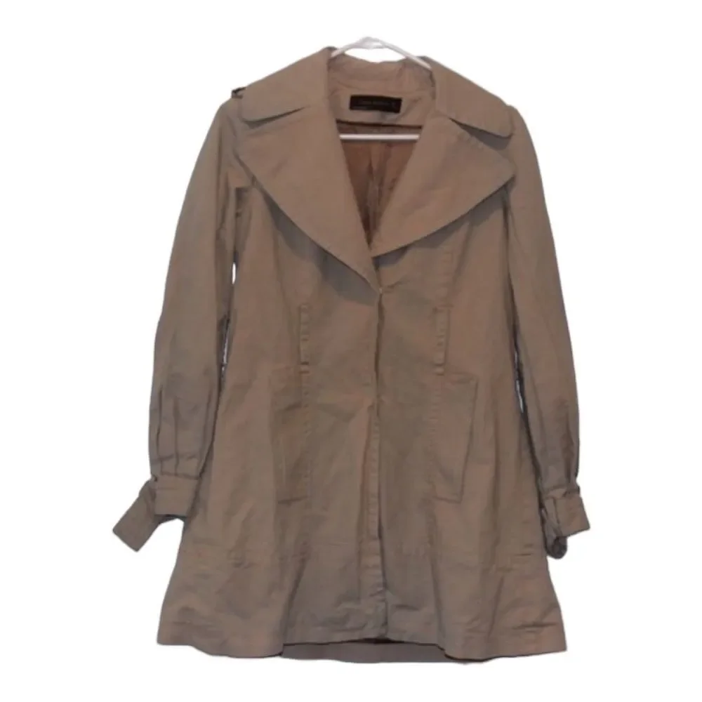 Zara Tan Collared Casual Trench Coat Women Size S